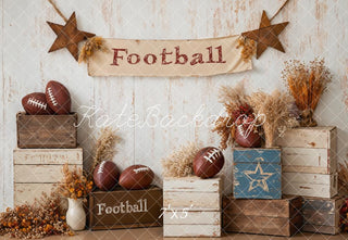 Herfst Voetbal Rustiek Houten Doos Foto Achtergrond Designed by Emetselch
