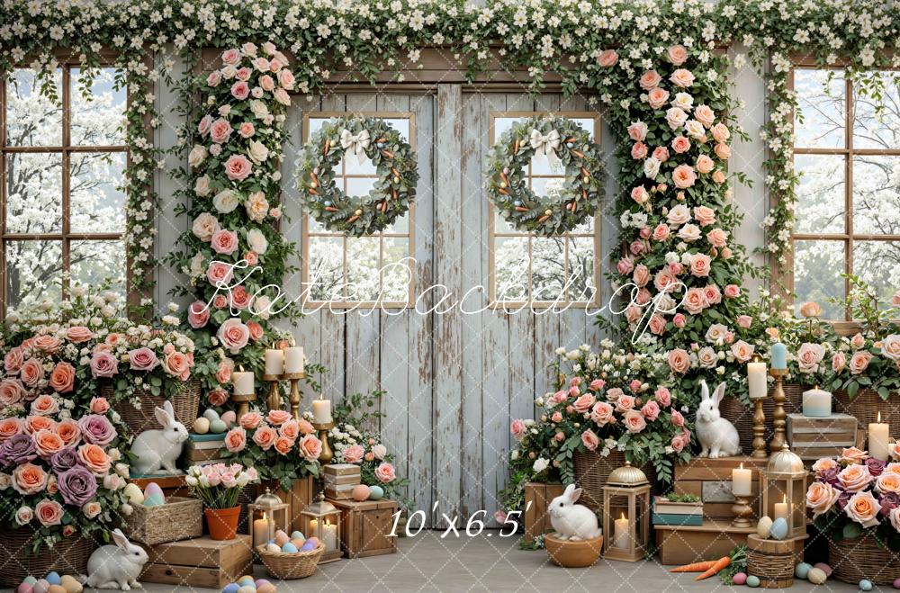 Kate Easter Bunny Flower Arch Rustic Door Backdrop Designed by Mini MakeBelieve