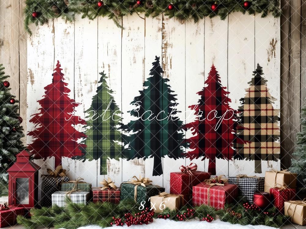 Kerst Plaid Bomen Cadeaus Foto Achtergrond Designed by Patty Roberts