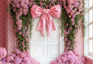 Kate Pink Floral Arch Bow Printed Backdrop Designed by Emetselch