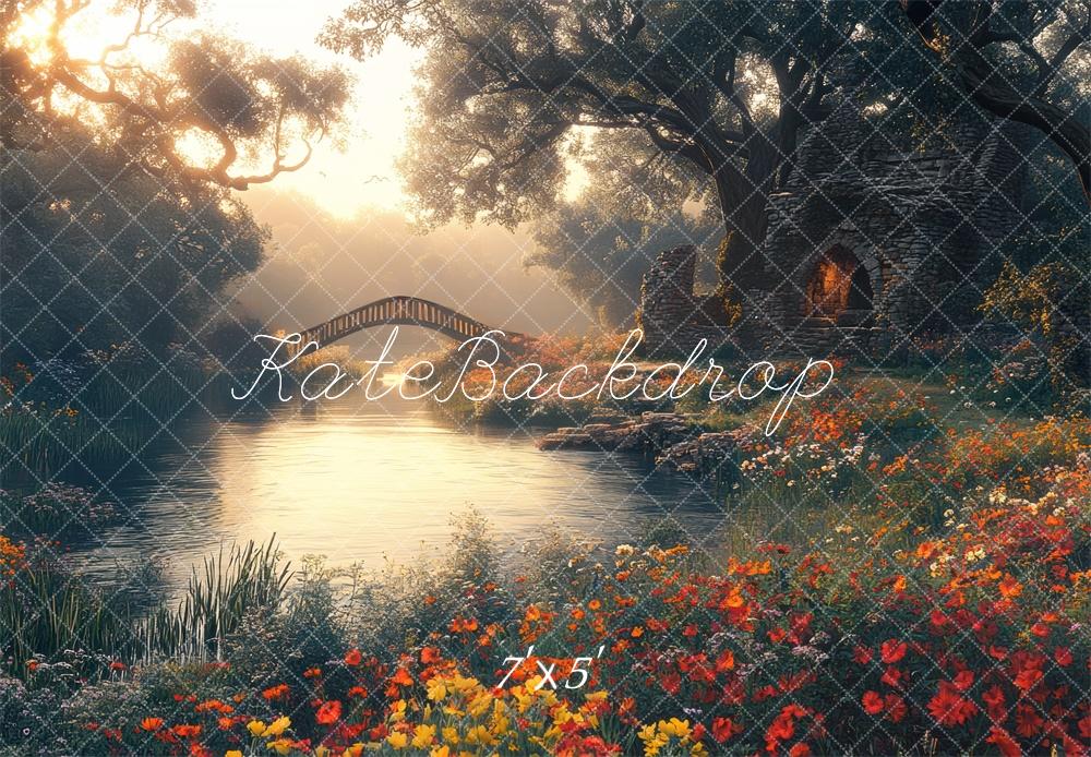 Fondo de Puente del Bosque Fantasía de Arte Fino Diseñado por Mini MakeBelieve