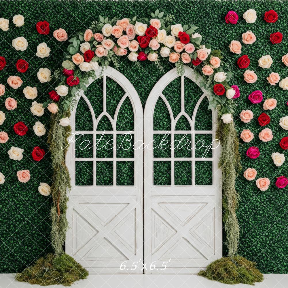 Kate Spring Flower Arch Greenery Wall White Doors Backdrop Designed by Patty Roberts