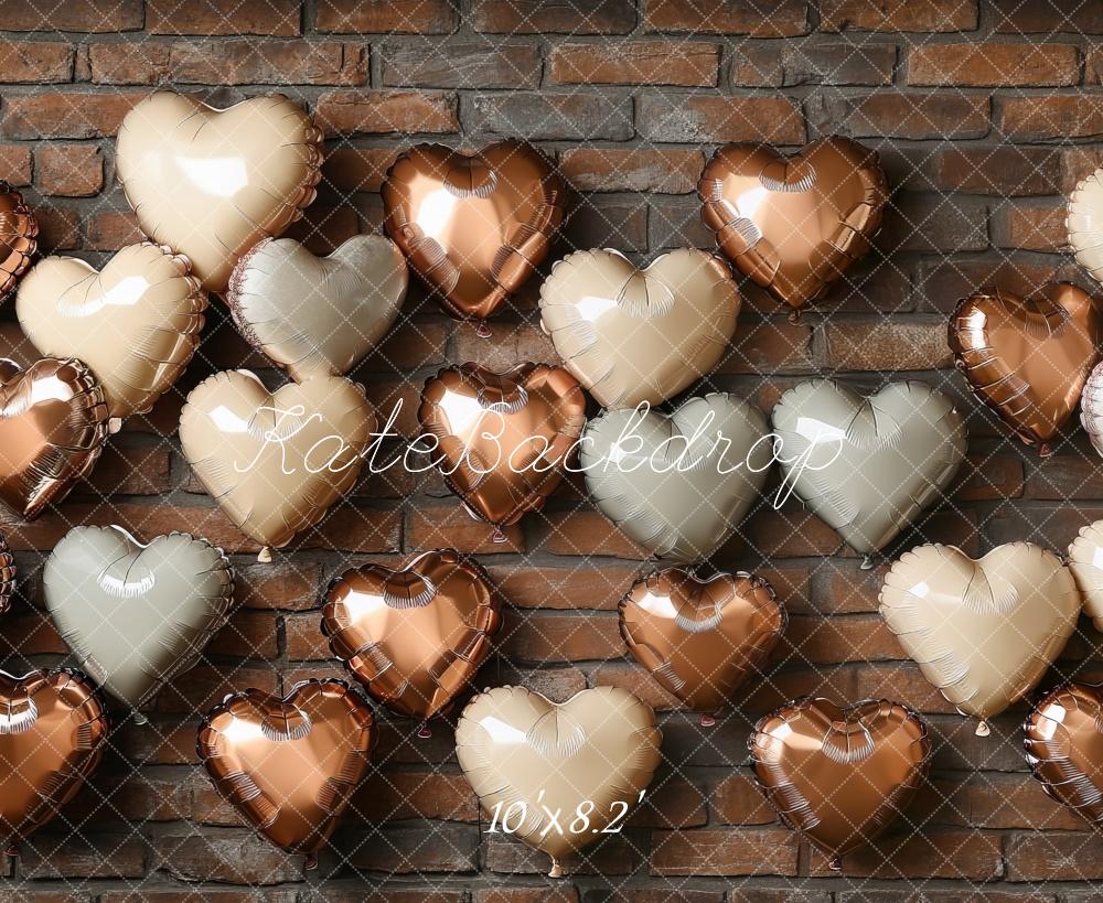 Kate Celebration Heart Balloons Brick Wall Backdrop Designed by Mini MakeBelieve