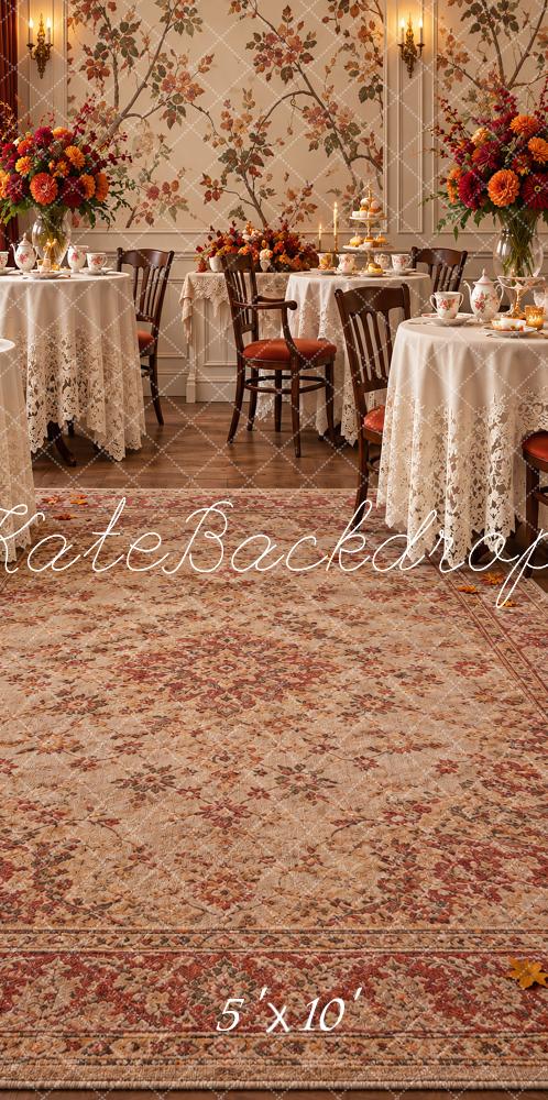 Kate Sweep Vintage Dining Room Floral Wallpaper Printed Backdrop Designed by Vertigo Productions