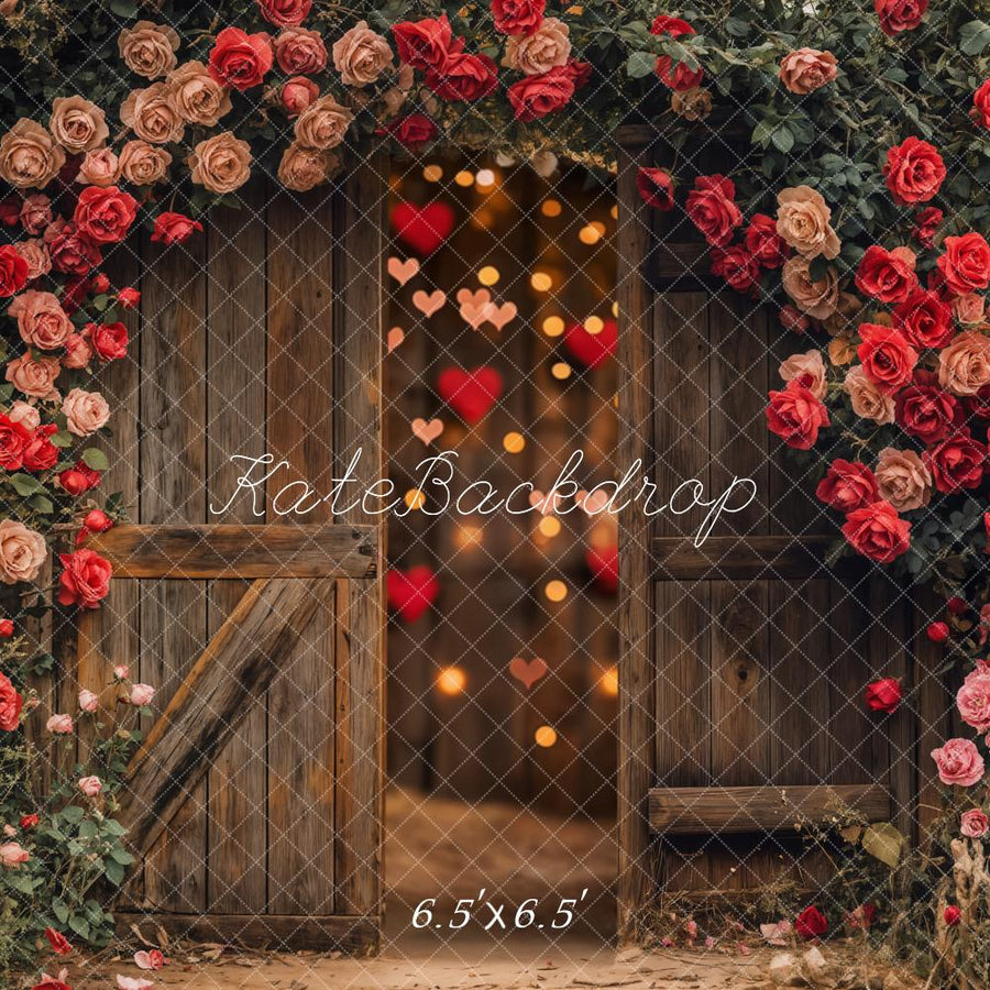 Aperturee Romantic Heart Floral Barn Road Combo Set Backdrop