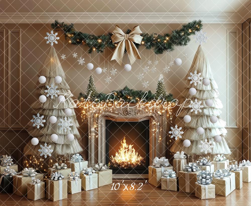 Árboles de Tul de Navidad para Chimenea Regalo Copos de Nieve Fondo Designed by Mini MakeBelieve