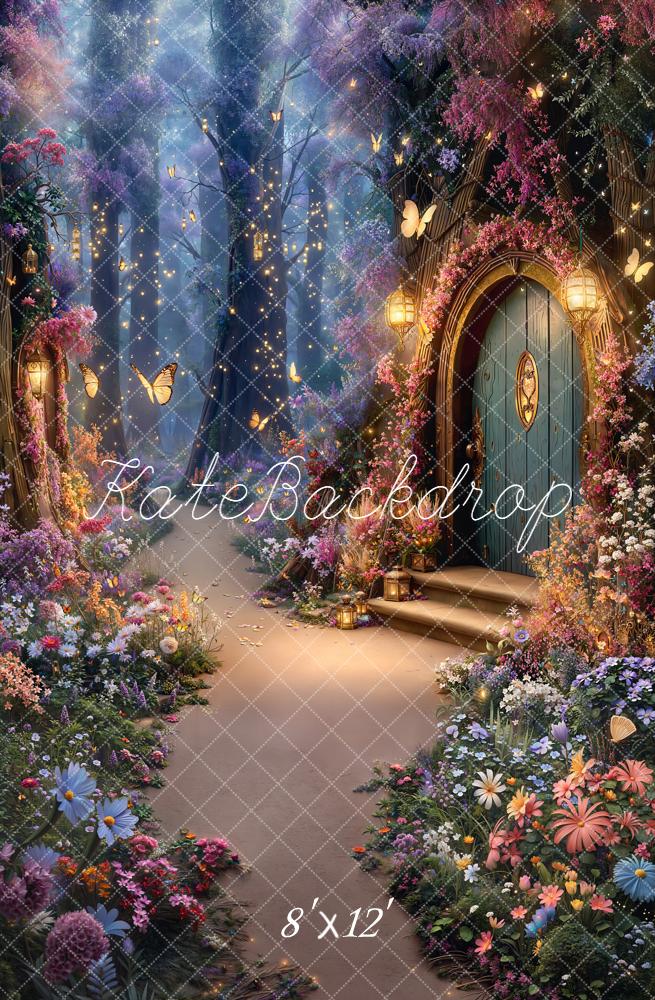 Kate Fairy Tale Forest Tree House Butterflies Pathway Printed Backdrop Designed by Emetselch
