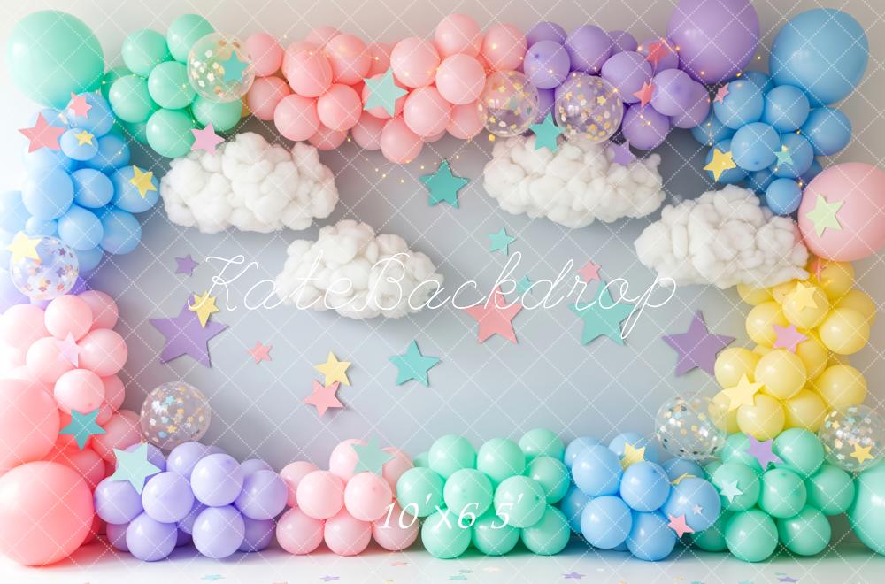 Kate Cake Smash Pastel Balloon Cloud Star Backdrop Designed by Patty Roberts