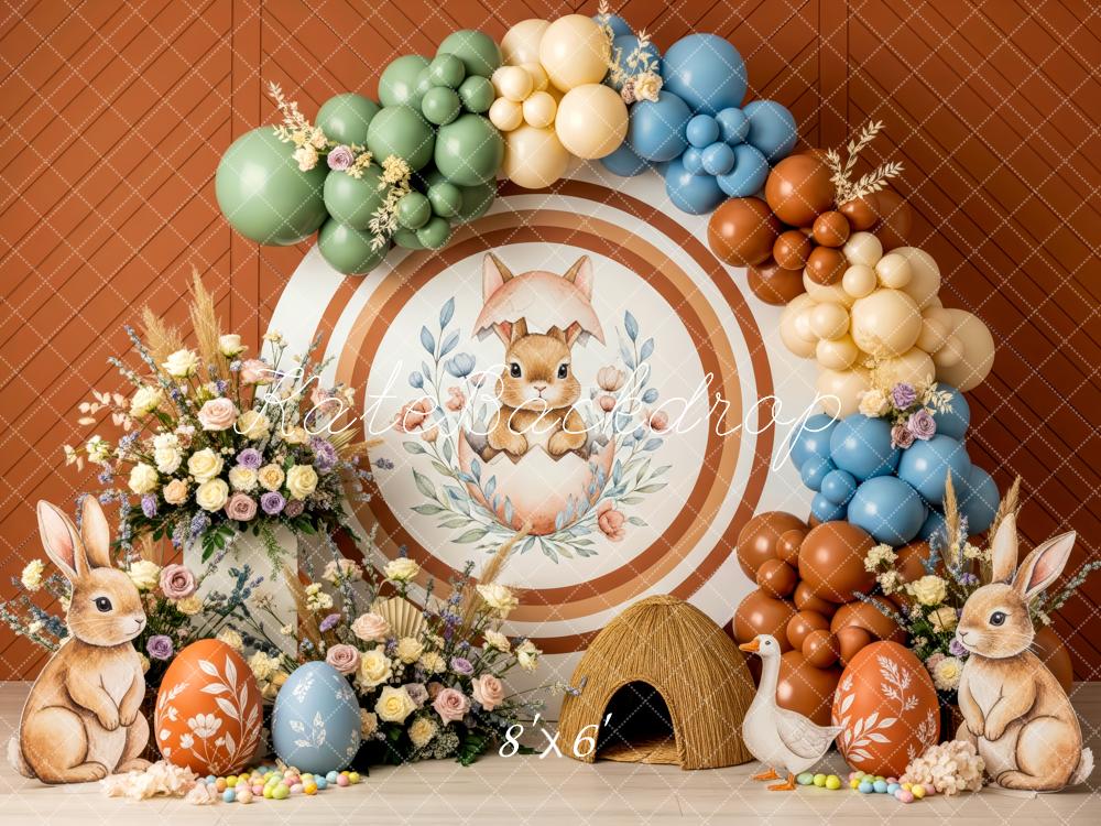 Kate Easter Bunny Balloon Arch Eggs Flowers Printed Backdrop Designed by Patty Roberts