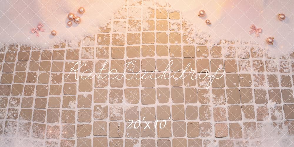 Kate Snowy Pink Tile Floor Printed Backdrop Designed by Emetselch