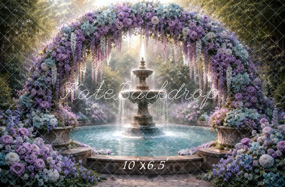 Kate Flower Arch Fountain Garden Printed Backdrop Designed by Vertigo Productions