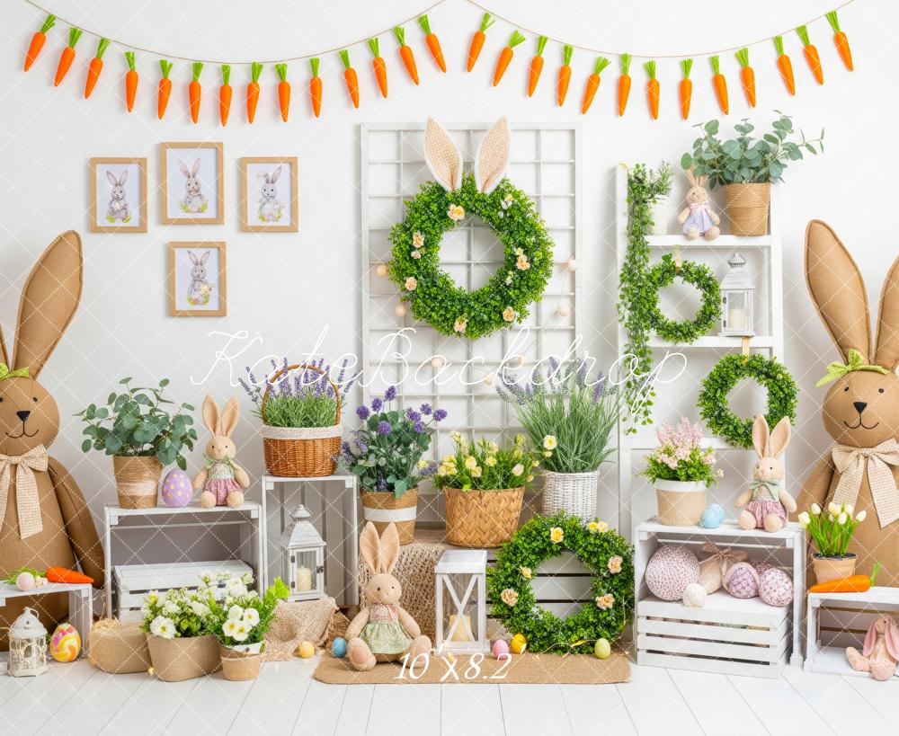 Kate Easter Bunny Greenery Carrot Garland Backdrop Designed by Patty Roberts