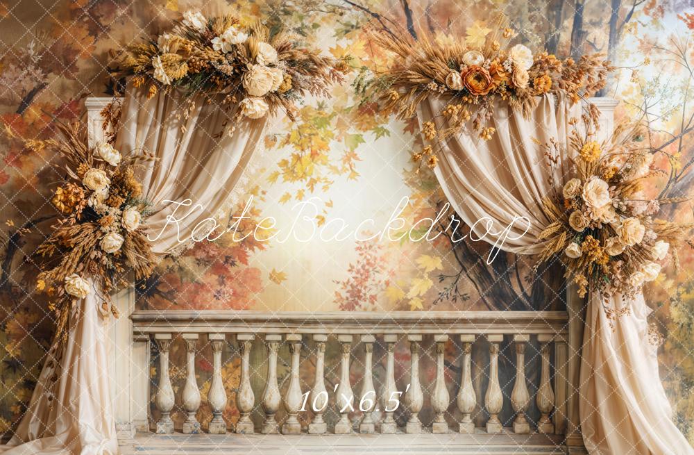 Fall Retro Floral Arch Curtain Foto Achtergrond Designed by Emetselch