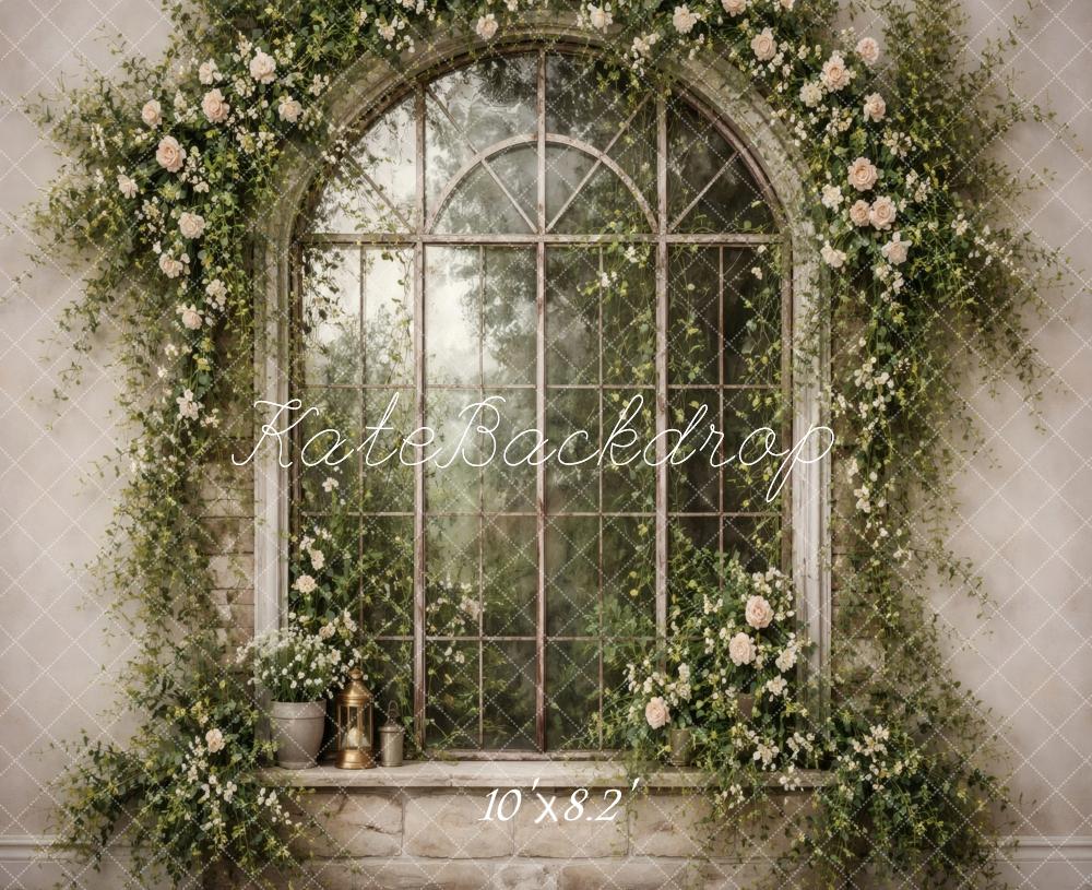 Kate Spring Flower Arch Vintage Window Printed Backdrop Designed by Vertigo Productions