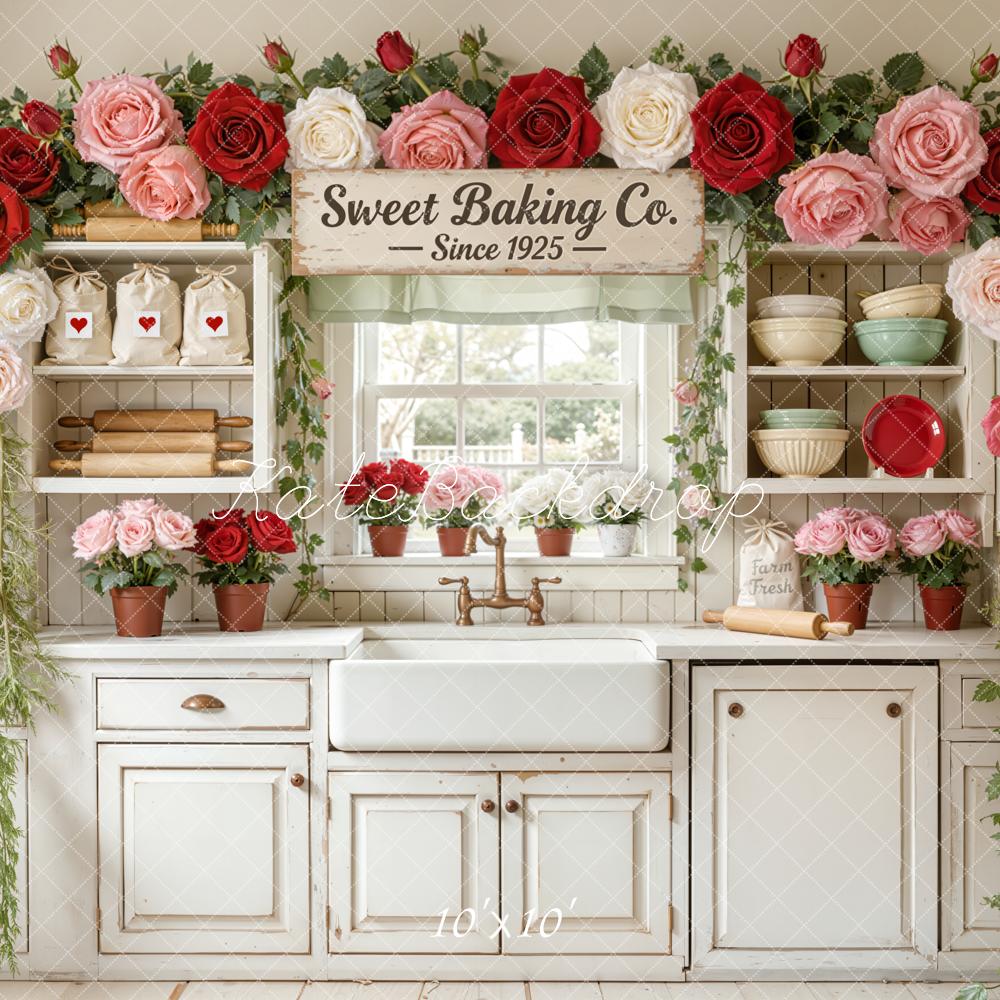 Kate Spring Vintage Kitchen Flower Arch Roses Backdrop Designed by Emetselch