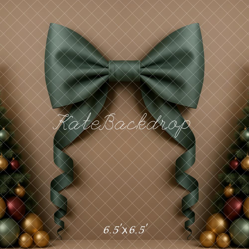 Kate Christmas Green Bow Christmas Trees Backdrop Designed by Patty Roberts