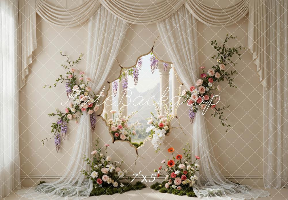 TEST Kate Boho Flower Arch Elegant Drapes Window Backdrop Designed by Mini MakeBelieve