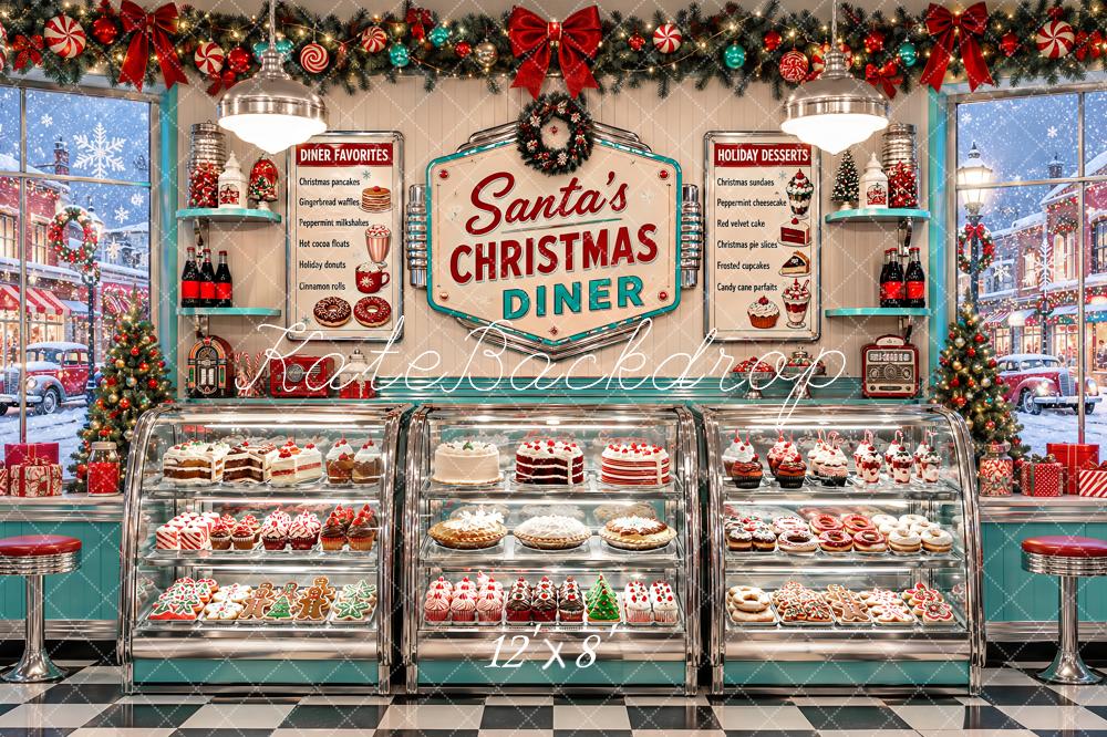 Kate Christmas Retro Diner Dessert Counter Printed Backdrop Designed by Ashley Paul