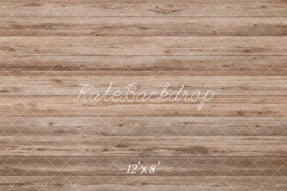 Kate Light Brown Wood Plank Floor Printed Backdrop Designed by Emetselch