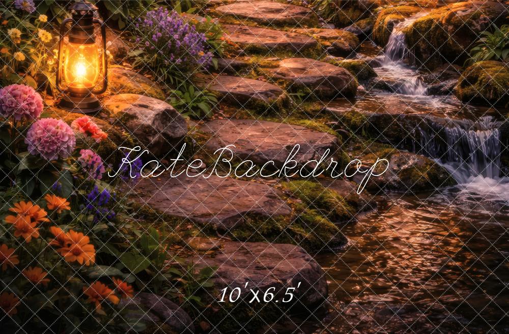Kate Fairy Stone Path Lantern Flowers Stream Floor Backdrop Designed by Vertigo Productions