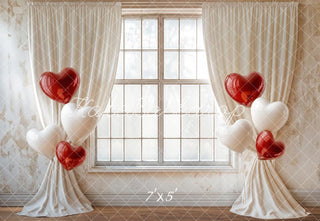 Cuore Palloncini Tenda Finestra Sfondo Designed by Emetselch