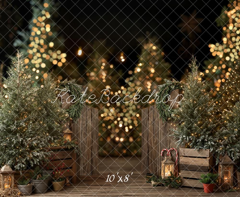 Kate Christmas Pine Trees Wooden Crates Backdrop Designed by Emetselch