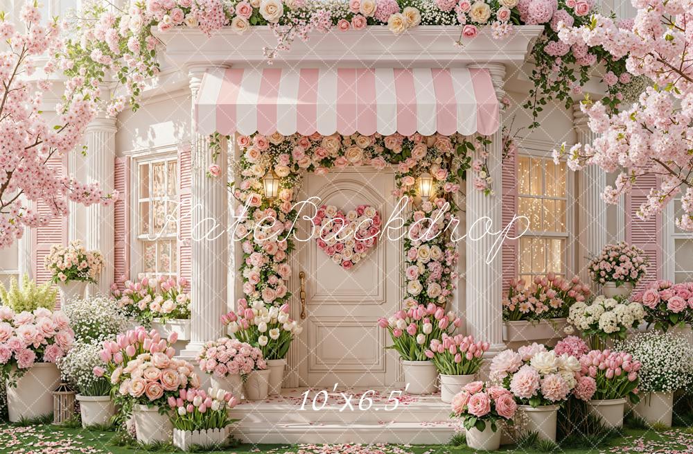 Kate Spring Pink Flower Arch Porch Entrance Backdrop Designed by Emetselch