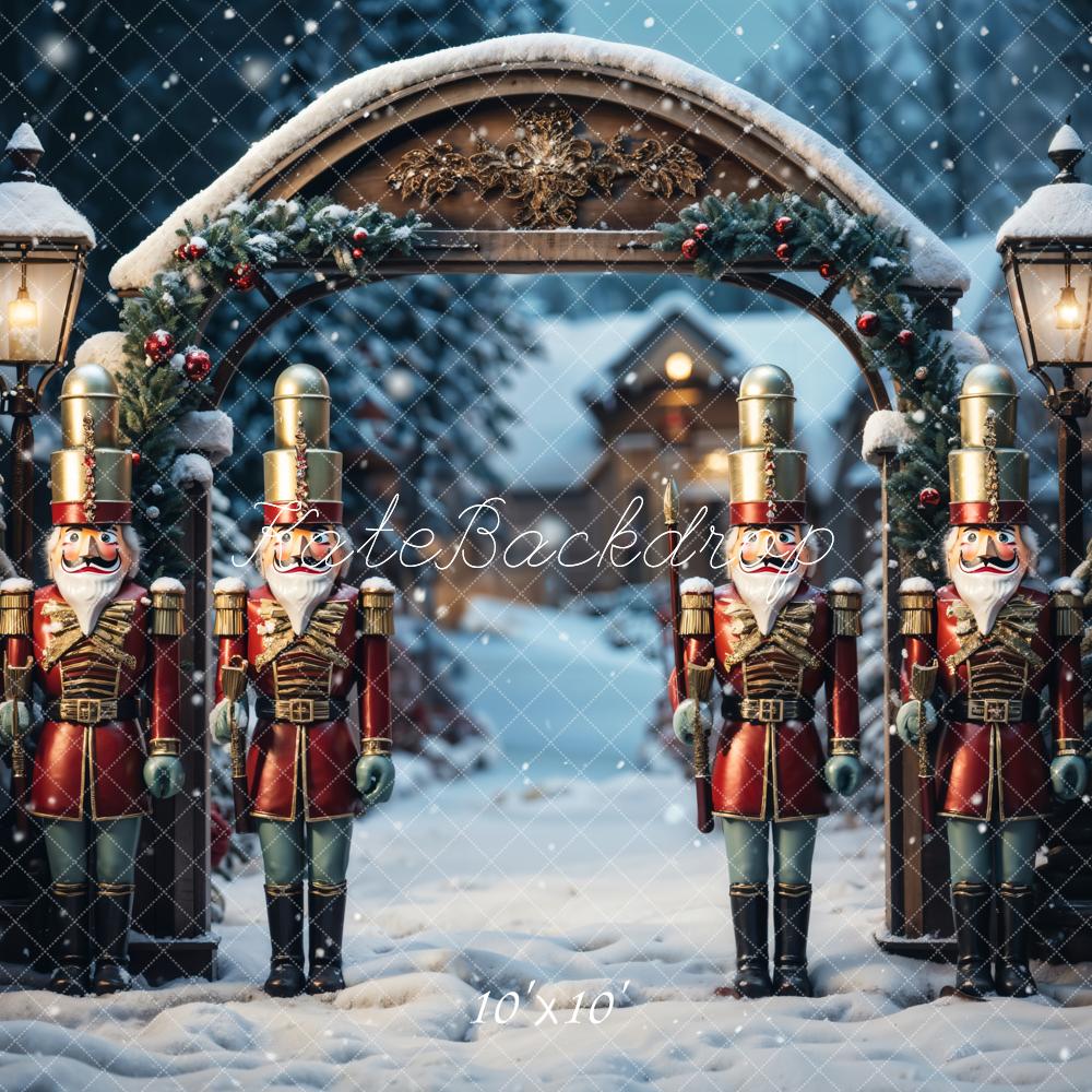 Kate Christmas Nutcracker Arch Forest Snow Backdrop Designed by Emetselch
