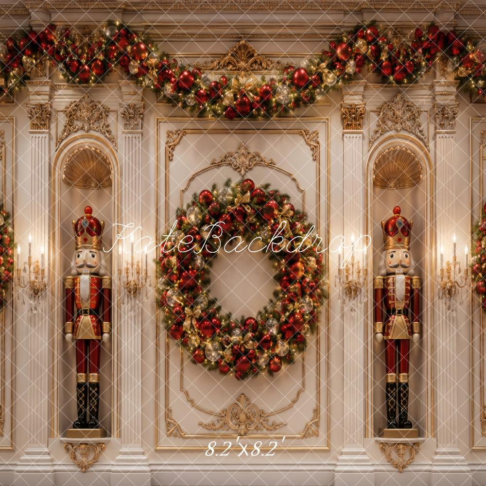Kate Christmas Nutcracker Wreath Garland Vintage Wall Printed Backdrop Designed by Vertigo Productions