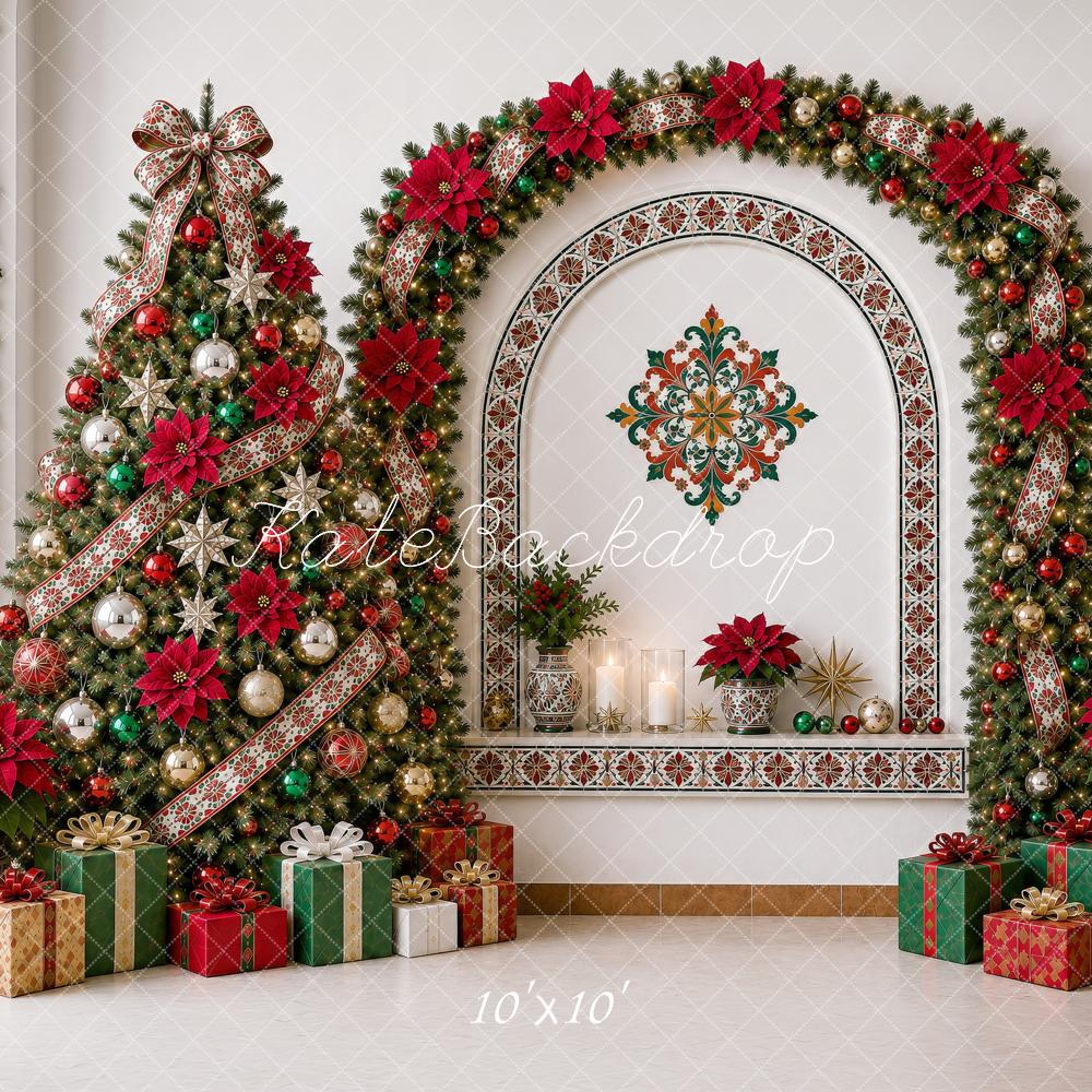 Kate Mexican Christmas Tree Garland Arch Mantel Gift Printed Backdrop Designed by Shutter Swan Studios