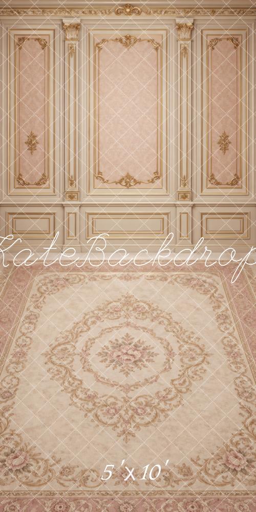 Kate Sweep Vintage Wall Pink Ornate Panel Carpet Printed Backdrop Designed by Vertigo Productions