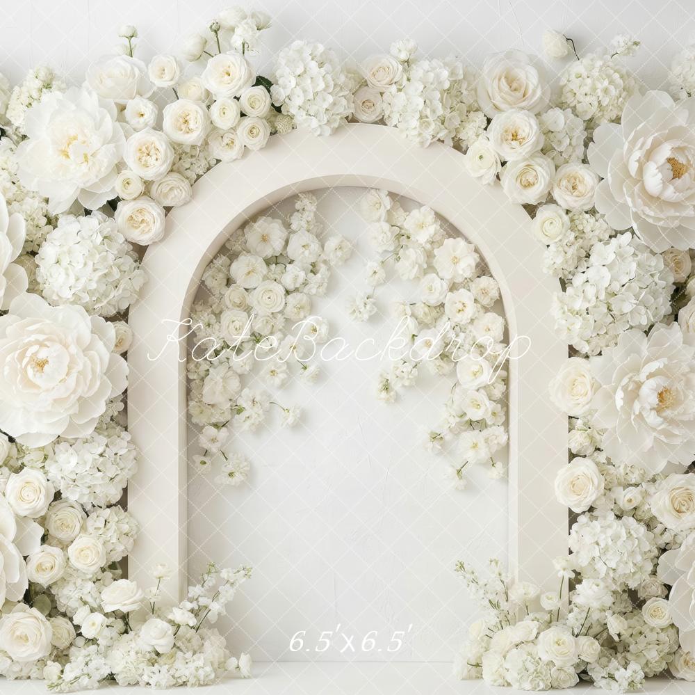 Kate Mother's Day Flower Arch White Roses Peonies Printed Backdrop Designed by Patty Roberts