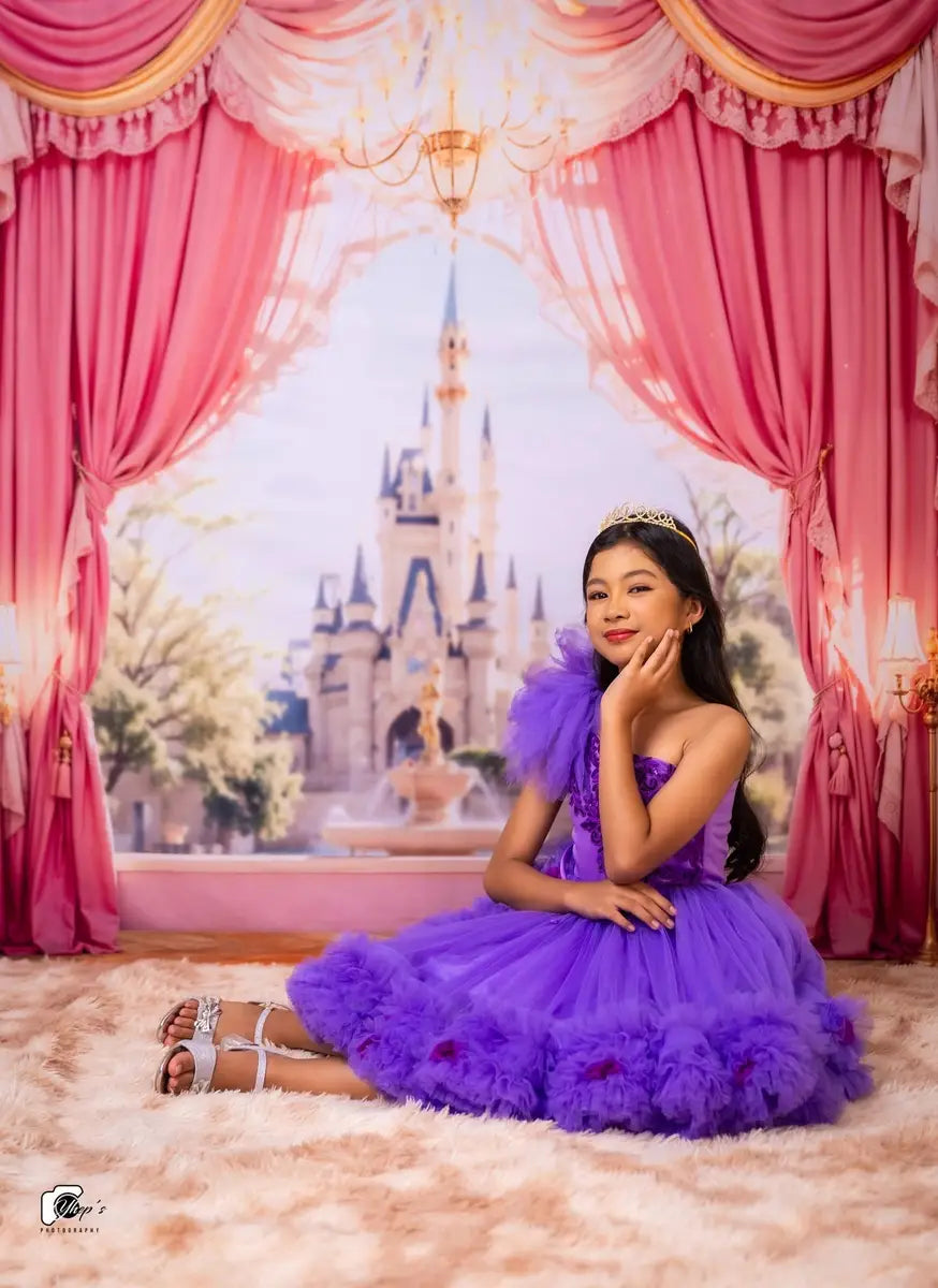 Kate Castle Pink Curtains Window Backdrop Designed by Emetselch