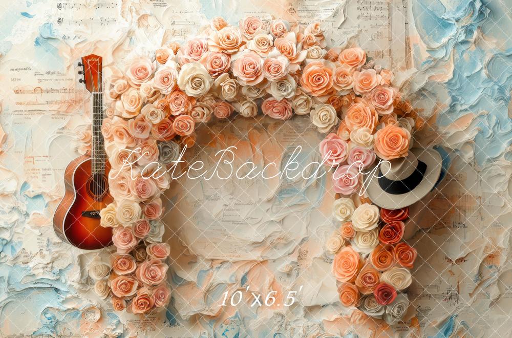 Kate Music Flower Arch Guitar Vintage Wall Backdrop Designed by Mini MakeBelieve