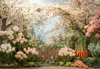 Kate Spring Easter Flower Arch Garden Fence Printed Backdrop Designed by Emetselch