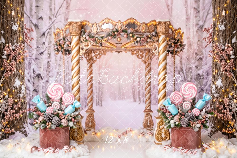 Kate Christmas Gateway Candy Snowy Forest Printed Backdrop Designed by Patty Roberts
