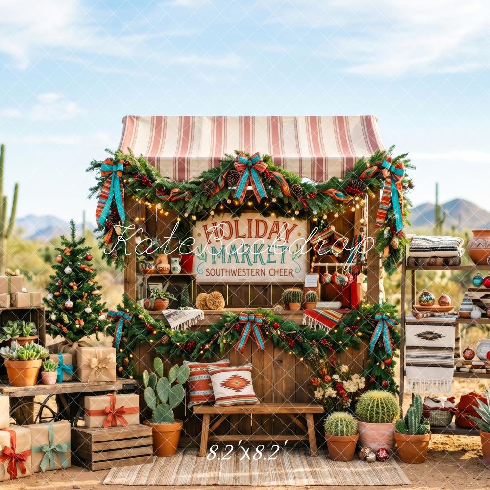 Kate Christmas Southwestern Market Cactus Garland Gifts Printed Backdrop Designed by Patty Roberts