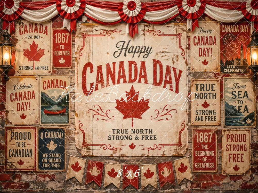 Kate Canada Day Vintage Posters Rustic Patriotic Celebration Printed Backdrop Designed by Vertigo Productions