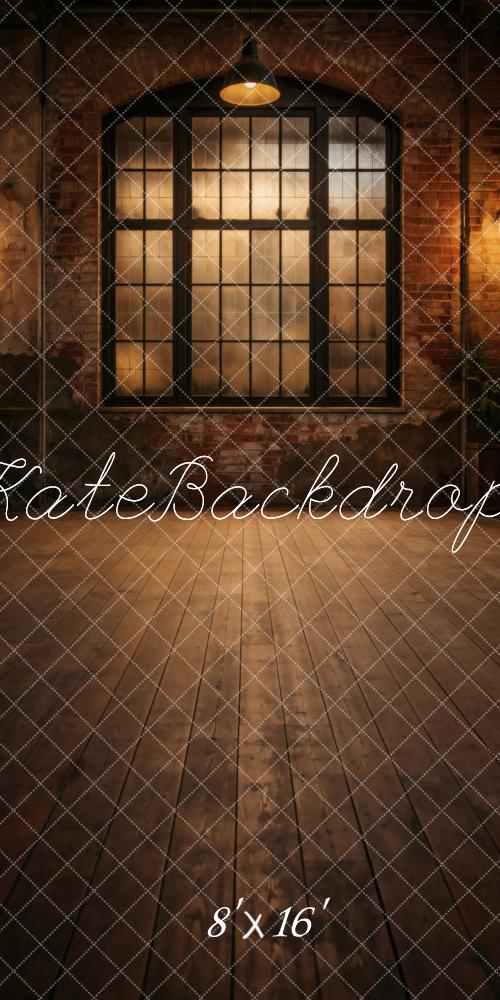 Kate Sweep Industrial Brick Wall Window Floor Printed Backdrop Designed by Vertigo Productions
