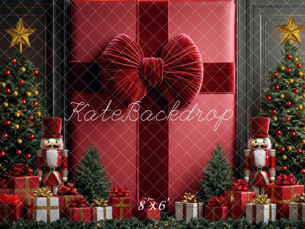 Fondo de Árboles de Rompecabezas de Regalo Rojo de Navidad Designed by Mini MakeBelieve