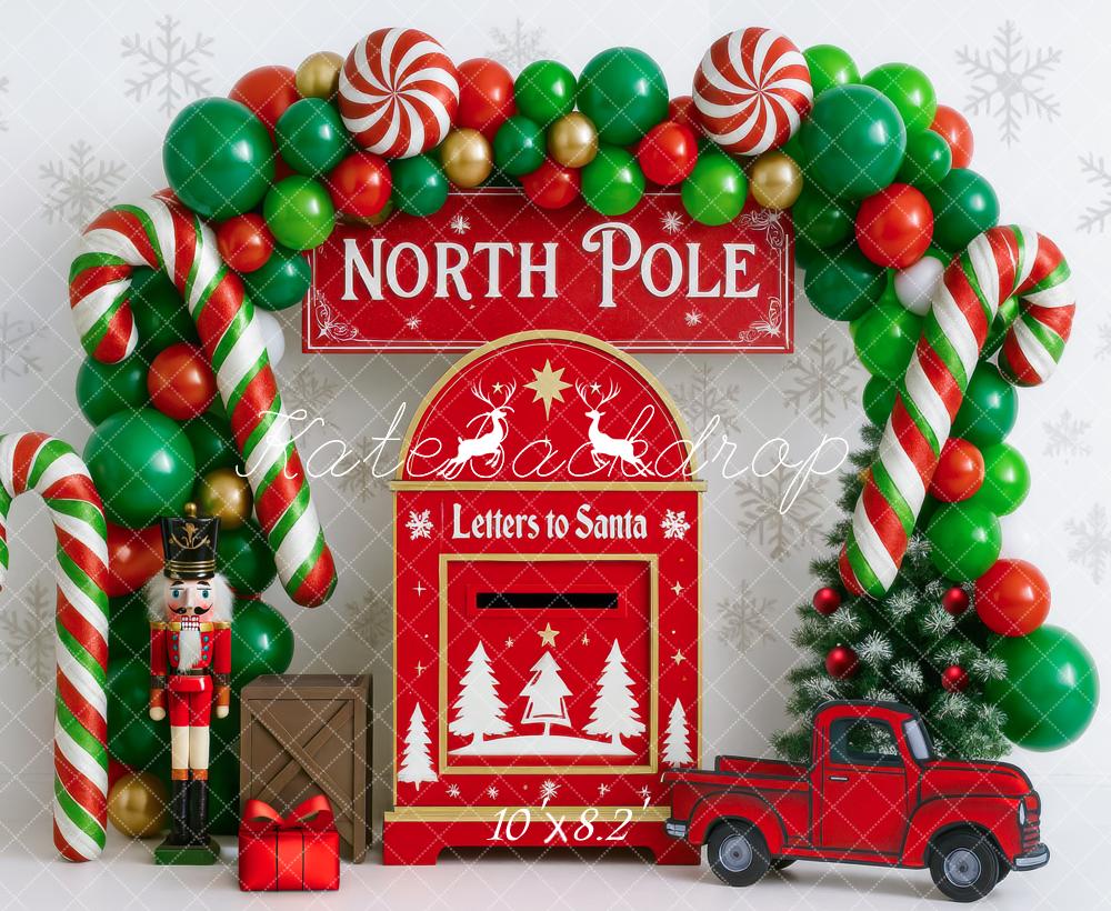 Kate Christmas North Pole Mail Truck Balloons Backdrop Designed by Mini MakeBelieve
