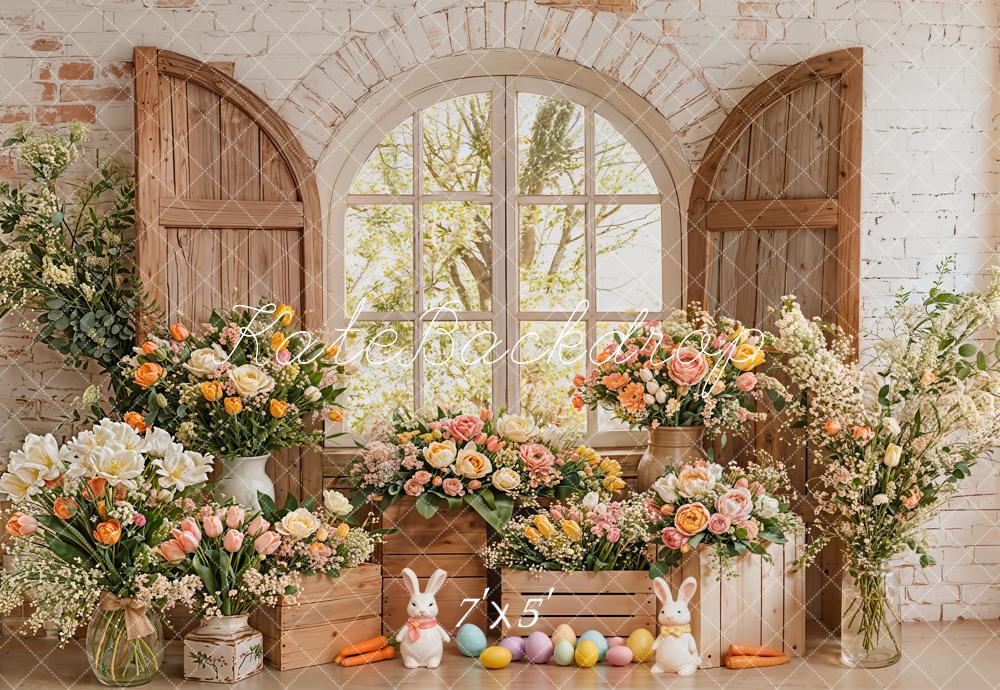 Kate Easter Bunny Flower Arch Window Backdrop Designed by Emetselch