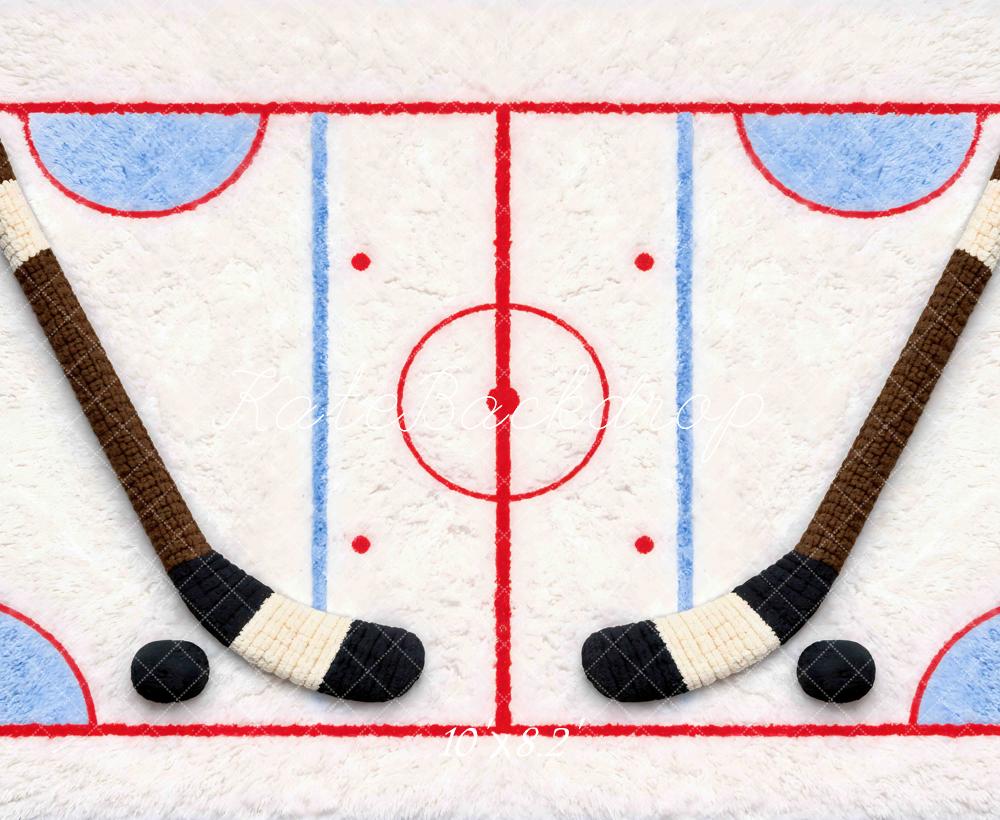 Kate Newborn Hockey Rink Sticks Puck Printed Backdrop Designed by Mini MakeBelieve