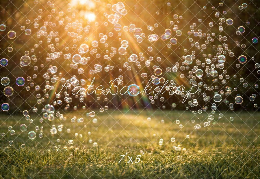 Kate Summer Sunlight Bubbles Grass Printed Backdrop Designed by Emetselch