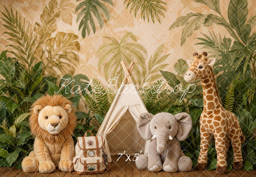 Kate Cake Smash Jungle Safari Teepee Lion Elephant Giraffe Printed Backdrop Designed by Emetselch