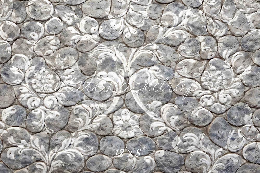Kate Gray Cobblestone Floral Pattern Printed Backdrop Designed by Mini MakeBelieve
