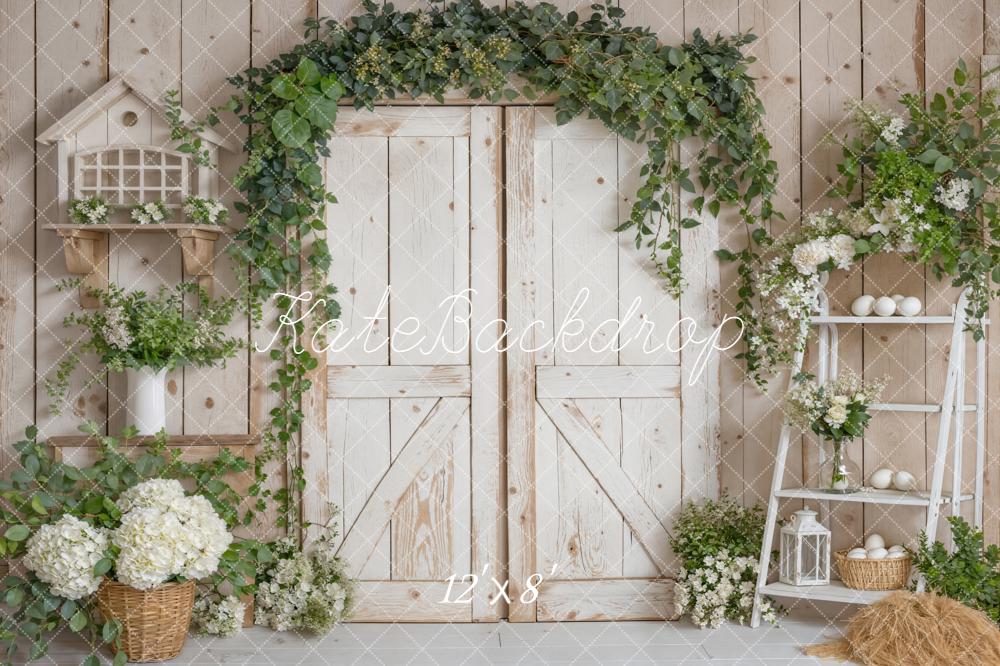 TEST Kate Easter Rustic White Barn Door Flower Arch Ladder Greenery Backdrop Designed by Emetselch