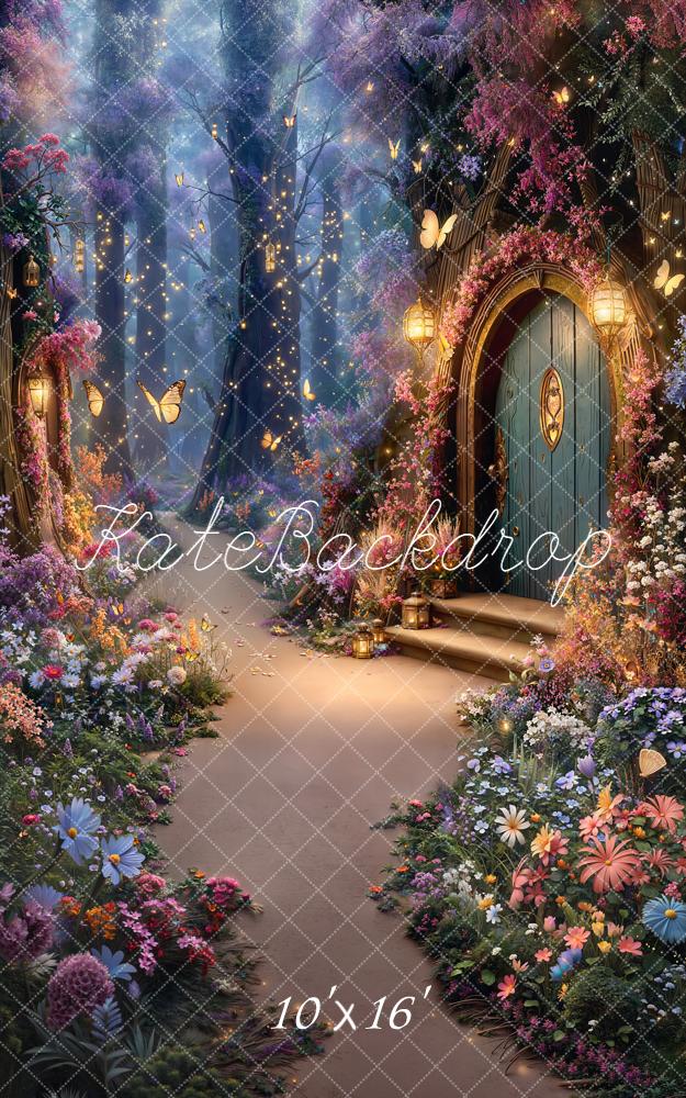 Kate Fairy Tale Forest Tree House Butterflies Pathway Printed Backdrop Designed by Emetselch