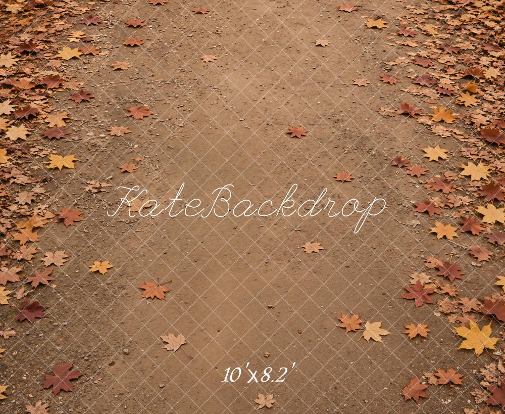Kate Fall Leaves Covered Path Floor Printed Backdrop Designed by Kate Image