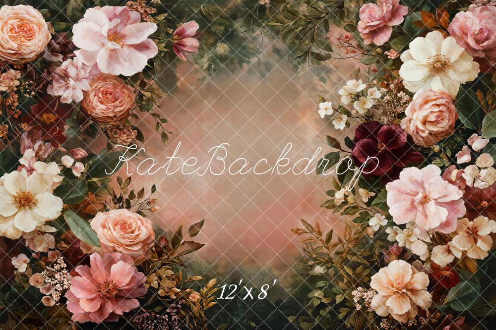 Kate Blush Pink Floral Frame Backdrop Designed by GQ